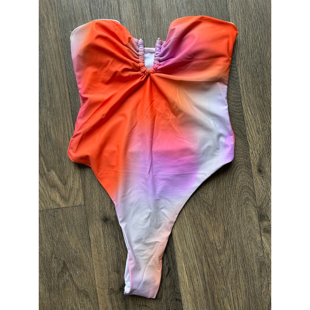 PrettyLittleThing Orange Multi Ombre Bandeau Swimsuit Size US 6